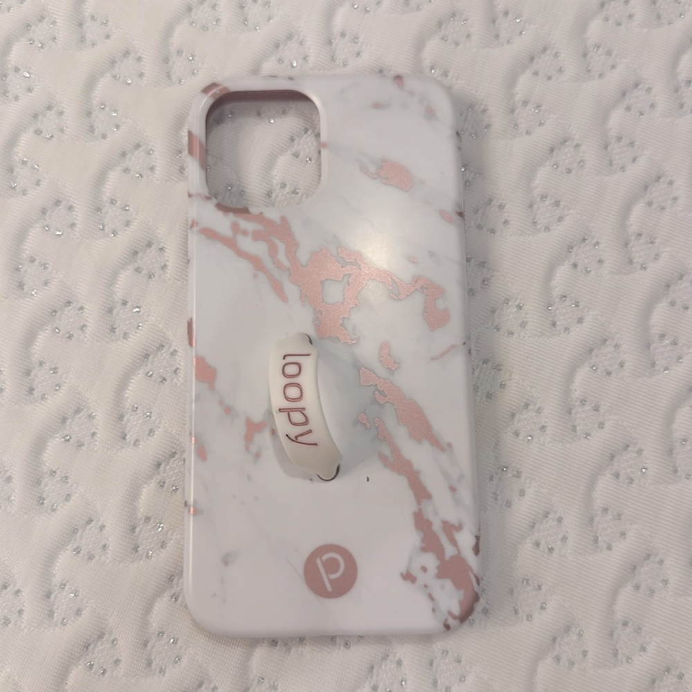 Pink marble shimmer loopy phone case